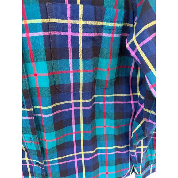 St. John’s Bay Teal Plaid Button Down Shirt | 100% Cotton | Size L - Picture 3 of 7